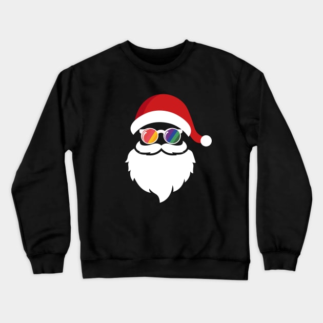 LGBT Gay Pride Santa Claus Face Christmas Rainbow Flag Cute Crewneck Sweatshirt by AimArtStudio